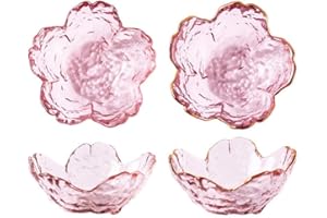 2Pcs Glass Dish - Pink Small Plate with Gold Rim, Elegant Style Serving Dish for Home Kitchen Dining & Decor (pink2)