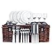 4 Person Wicker Picnic Basket | Deluxe Woven Willow Vintage Picnic Baskets |Extra-Large 22 X 15 - Porcelain Plates, Real Glass Wine Glasses, Stainless Steel Silverware, Opener - Free Cold Storage Bag