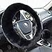 Valleycomfy Fashion Steering Wheel Covers for Women/Girls/Ladies Australia Pure Wool 15 Inch 1 Set 3 Pcs, Black