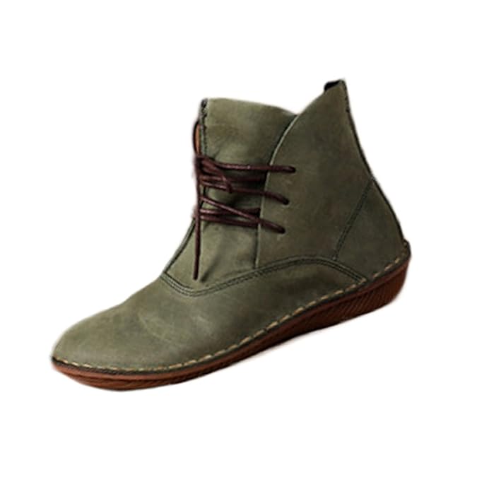 Vogstyle Damen Leder Stiefel New Flache Schuhe