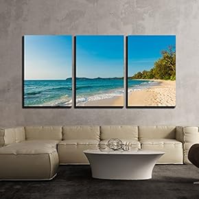 3 Piece Canvas Wall Art - Beautiful Tropical Beach Landscape at KOH Kood Island,Thailand - Modern Home Art Stretched and Framed Ready to Hang - 16"x24"x3 Panels