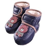 RONGBLUE Baby Girls Boys Cartoon Anti Slip Slippers Newborn Infant Toddler Fleece Warm Booties Crib Shoes for 0-18 Months Blue L