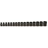 Wright Tool 466 1/2 Inch Drive 16 Piece 6 Point Standard Metric Impact Socket Set 10mm-27mm Oiled Black Oxide USA Made Wright Drive 2.0