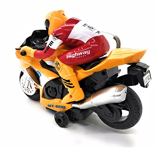 O.B Toys&Gift RC Electric Radio Remote Controlled Motorcycle Toy 360 Degree Spins w/Driver, Lights & Sound, Kids Remote Control Motorcycle