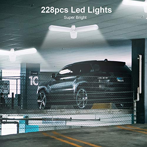 LED Garage Lights 4500LM LED Basement Lights 45W Led Shop Lights Deformable Led Garage Ceiling Lighting Daylight LED Light Bulbs Adjustable for Garage, Workshop, Workbench, Barn, Warehouse, 2 Pack