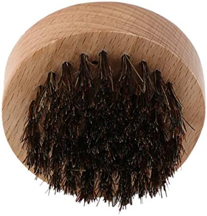Kongqiabona Beard Brush Men Wood+Boar Hair Round Beard Brush Facial Hair Comb for Mustache Conditioning Styling And Maintenance
