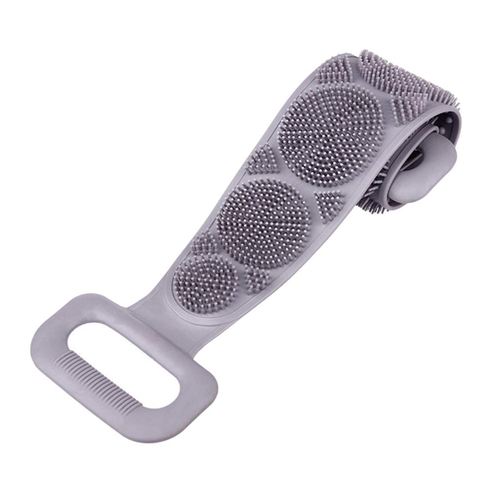 Silicone Back Scrubber Belt for Shower Exfoliating Lengthen Silicone Back Scrubber (Grey)