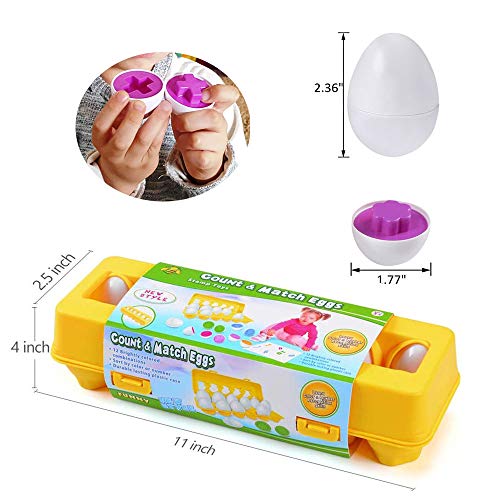JUNBESTN Easter Matching Eggs Connect Eggs Parlour Games Toys Gifts for 1 2 3 Years Old Kids Toddler Baby Girls Boys Shape Color