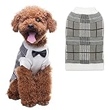 OFPUPPY Dog Sweater with Bow Tie Gentleman Style Decent Winter Clothes for Both Girl and Boy Puppies