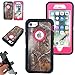 iPhone 8 Plus Case with Screen Protector,iPhone 7 Plus Protective Phone Cases for Men/Women,Vodico Camo Heavy Duty Defender Shockproof High Impact Full Body Cover with Belt Clip Holster (X Rose)