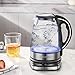 Queen Sense Upgraded Glass Electric Water Kettle with 5 Temperature Settings, 12 Hours Keep Warm Function,1.7 L / 7 Cups Large Capacity Illuminating Cordless Tea Kettle, 1500 W Fast Water Boiler