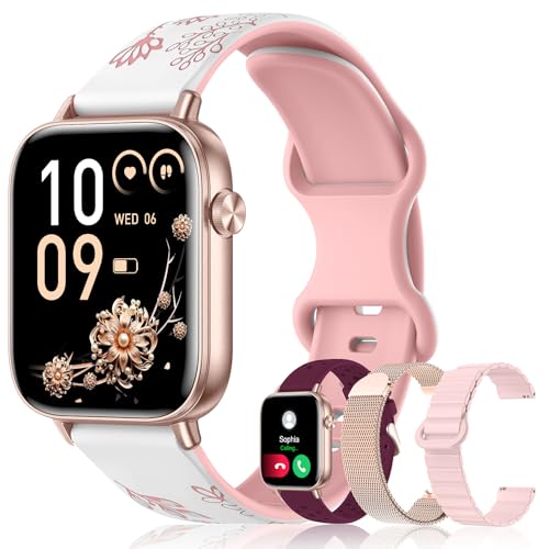 Iaret Women's Smartwatch, 46 cm Smartwatch with 4 Straps, Bluetooth Calls, Sleep Monitor/Heart Rate/SpO2/Menstrual Monitor, 110+ Sports Modes Activity Bracelet for iOS/Android