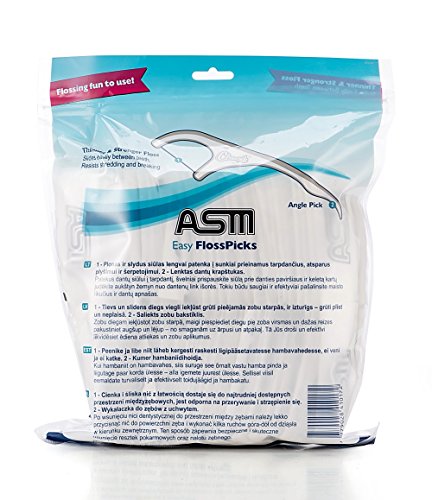 ASM Dental Floss Picks Flossers Individually Wrapped 350 Count (Packed Individually each Floss)