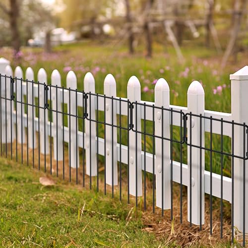 LIANTRAL Garden Fence 25 Pack, Animal Barrier Fence, No Dig Rustproof Metal Fence Panels, Patio Border Animal Fencing for Dog Rabbit Yard Patio Outdoor Decor, Total 43 cm (H) x 8.25 m (L)