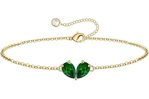 Turandoss Christmas Gifts for Grandkids - Stocking Stuffers for Teen Girls, 6 7 8 9 10 11 12 13 14 15 16 Year Old Girls Birthday Gifts, 14K Dainty Gold Plated Created Birthstone Bracelets for Women