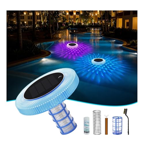Solar Ionizer for Swimming Pool, Copper Floating Water Purifier with Multi-Color LED Night Light for Automatic On/Off, Pool Accessory Reduces Chlorine