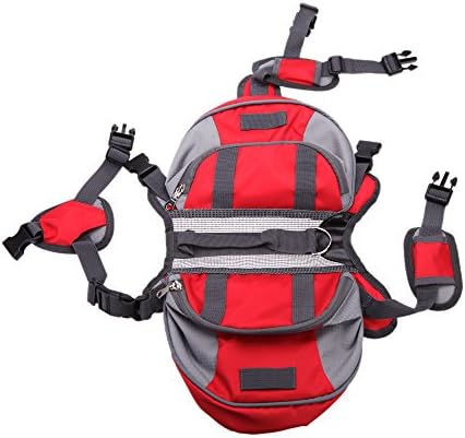eBelken Pet Carrier Pack Dog Bag Saddle Backpack Small and Medium and Large Dogs Bag for Outdoor Hiking Camping Training trasportino (Red, L)