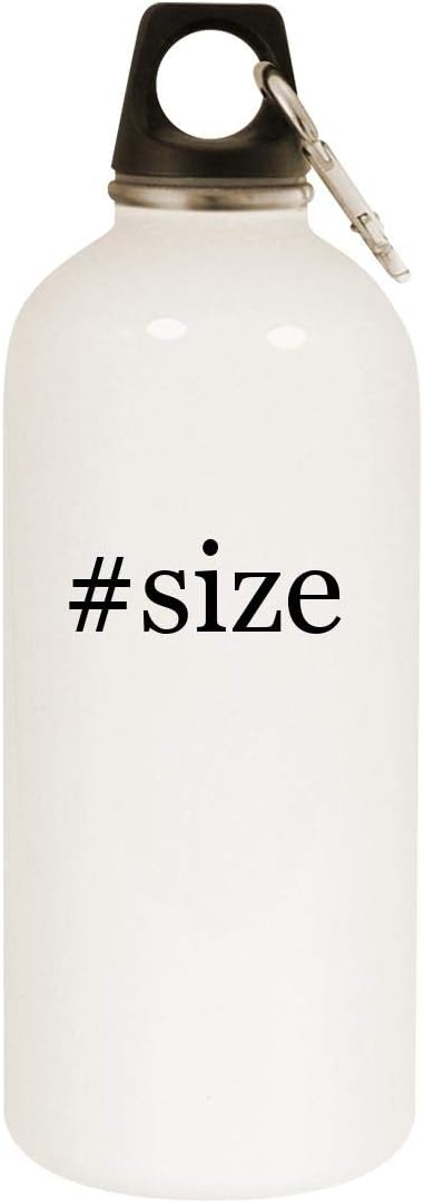 #size - 20oz Hashtag Stainless Steel White Water Bottle with Carabiner, White
