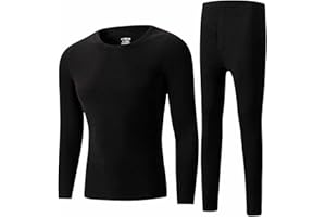 Men Thermal Underwear - Winter Warm Crewneck Tops Long John Cozy Bodysuit Pajamas Insulated Union Suits Elastic Base Layer