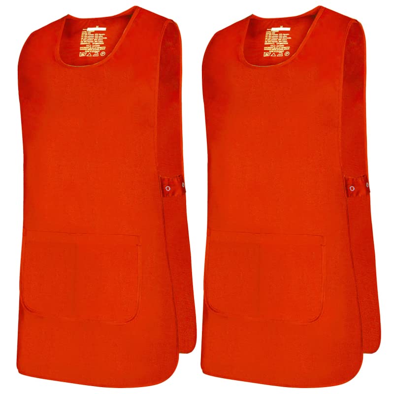 MISEMIYA - Package 2 Units - Cleaning Apron Work Uniform Clinical Medical Cleaning Veterinary Sanitary Hospitality- Ref.868 - X-Large, Orange