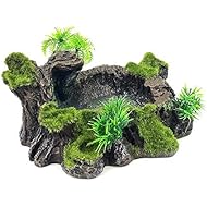 Chnee Plastic Reptile Tank Decor Resin Reptile Platform Artificial Tree Trunk Design Reptile Water Dish Water Bowl for Lizard, Gecko, Water Frog, Other Reptile