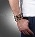 LOYALLOOK 8pcs Mixed Wrap Leather Wristbands Bracelets and Wood Beads Bracelet Set for Men Women 7-8.5inches Adjustable Black/Brown