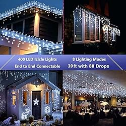 Joomer Christmas Icicle Lights, 400 LED 80 Drops