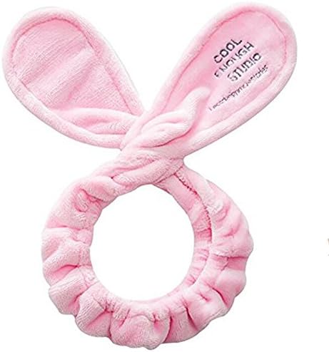 RQJ Makeup Headbands Rabbit Ear Shower Hairband for Washing Mask Cleansing Sports Spa Hairlace for Woman and Girls(Pink)