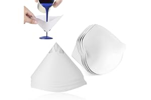 JUSTTOP 50 PCS 100 Micron Paint Filter, Paper Paint Funnel Filter with Fine Nylon Mesh, Disposable Cone Paint Strainers for A