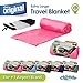 Cloudz Extra Large Airplane Travel Blanket for Your Flight, Car, Camping, Home or Comforting Warmth Anywhere! Includes Warm Cozy Pockets for Your Feet and a Travel Bag - Light Pink