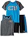 CB Sports Toddler Boys' 3 Piece Performance Tank, Tee, and Short Set, SJ34_Black with Turquoise, 2T