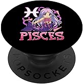 Pisces Chibi Zodiac Sign Horoscope Kawaii Manga Mermaid PopSockets Adhesive PopGrip