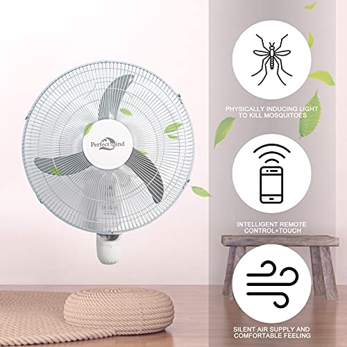 16/18Inch Wall Mount Fan With Remote, Mountable Oscillating Fan