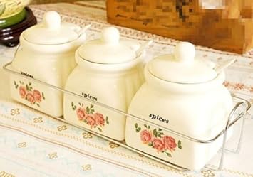 Amazon おしゃれで かわいい 調味料入れ エレガント ローズ 3個セット