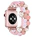 V-MORO Bracelet Compatible with Apple Watch Bands 44mm 42mm Women Pink Fashion Handmade Elastic Stretch Beads with Rose Gold Stainless Steel Adapters Strap for iWatch Series 4/3/2/1 42mm/44mm