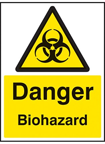 Caledonia Signs 14536K Danger Biohazard Sign, 400 mm x 300 mm, Rigid Plastic