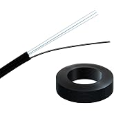 Etayson Indoor/Outdoor Optical Fiber Drop Cable 1 Core 1000 Meters (3280 Feet), Single Mode 9/125 G657A.1 Fiber Core, 1 Steel Wire + 2 FRP Strength Members, LSZH Black Jacket
