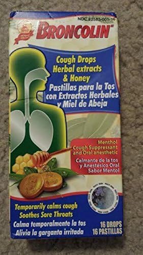 Broncolin Candy Drops- Honey Menthol(pack of 2) by Broncolin