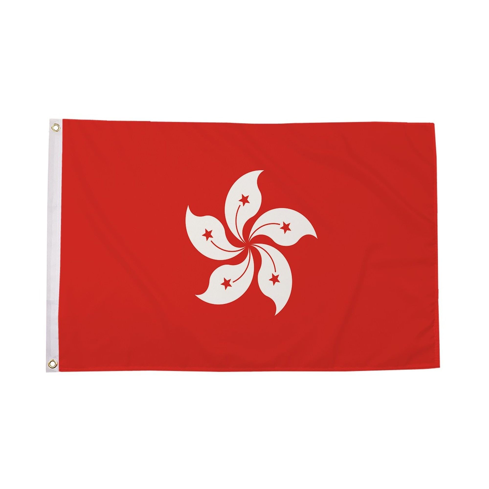 Flagtex Hong Kong New Flag 3ft x 2ft Hong Kong SAR Flag Red with White Bauhinia Flower Premium Polyester Brass Grommets Double Stitched 90cm x 60cm Indoor Outdoor Banner Decoration