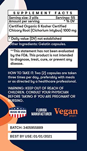 image for FLORIDA HERBS Chicory Root 1000 mg, Certified Organic Chicory Root, In