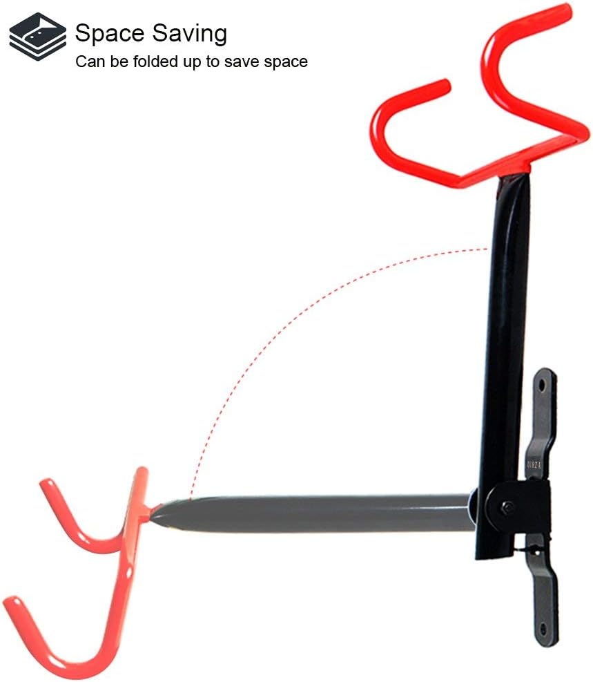Dirza Wall Mount Bike Hanger Flip Up Garage Bicycle Bike Rack Storage System for Garage Shed with Screws 2 Pack : Sports & Outdoors