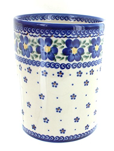 Blue Rose Polish Pottery Spring Blossom Utensil Jar