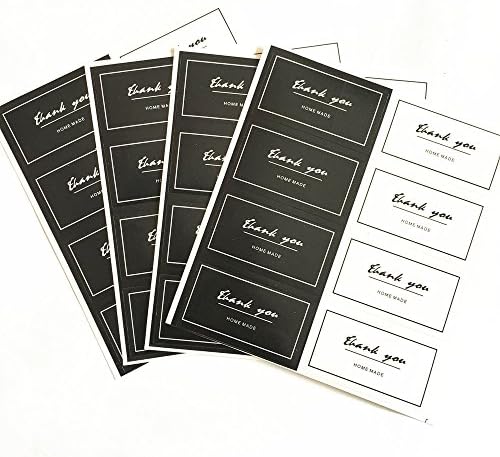 Thank You Stickers, Gift Seal Sticker for Packing and Hand Made Decoration (400PCS, Black and White)