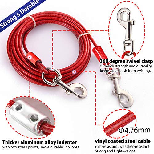 Dog Tie Out Cable and Stake 360° No Tangle Spiral Dog Yard Stake and