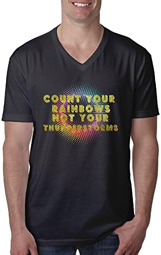 Cool Count Your Rainbow Mens Vneck Tshirt Cotton