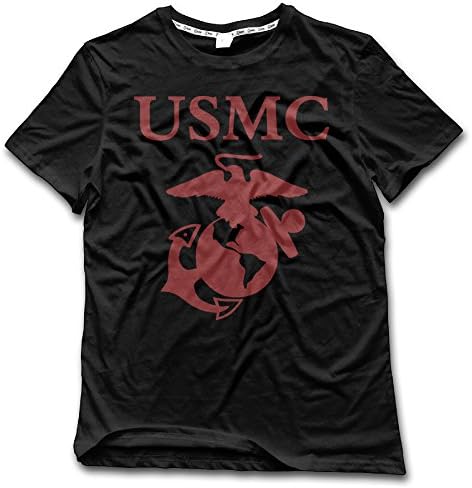 YONLY Men's US Marine Corps USMC Logo T-shirt Black