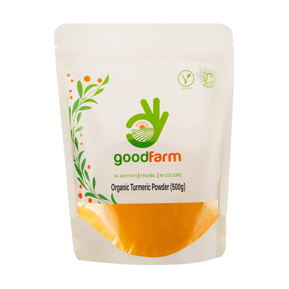 goodFarm Organic Turmeric Powder 500g - Premium Quality, Certified Organic | Vegan | Ayurveda | Superior Aroma & Taste | Anti-inflammatory & Other Health Benefits,GFTURM000500P0