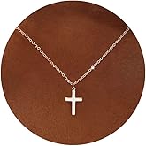 Carffordo Cross Necklace for Women, 925 Sterling Silver or 16K Gold Plated Cross Pendant Necklace Dainty Non-Tarnish Faith Jewelry Christmas Christian Gifts