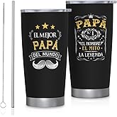 FUWERMON Papá's Gifts in Spanish Tumbler 20 Oz, Regalo para Papá Dia Del Padre Mug, Regalo para Papá Cumpleaños, Gifts for Dad Spanish, Dad Gift from Son Daughter