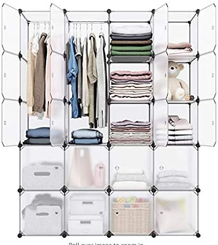 20 Storage Cube Organizer Plastic Cubby Shelving Drawer Unit, DIY Modular Bookcase Closet System Cabinet with Translucent Design for Clothes, Shoes, Toys